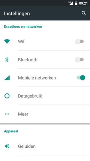 Selecteer Mobiele netwerken