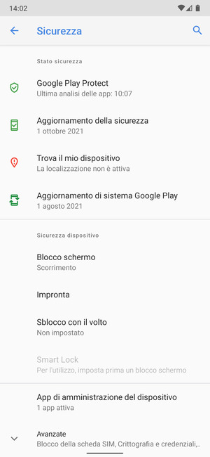 Seleziona Blocco schermo
