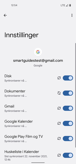 Din informasjon blir synkronisert