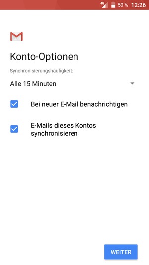 Wählen Sie WEITER