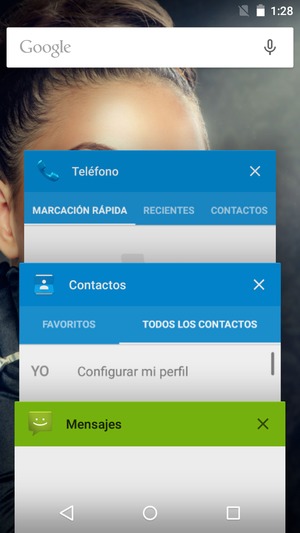 Seleccione el icono X para cerrar todas las aplicaciones en ejecución