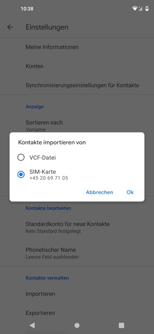 Wählen Sie SIM-Karte und OK
