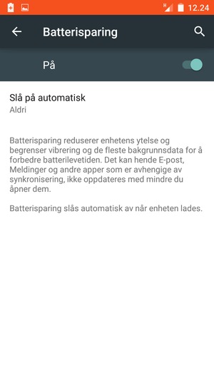 Slå Batterisparing på