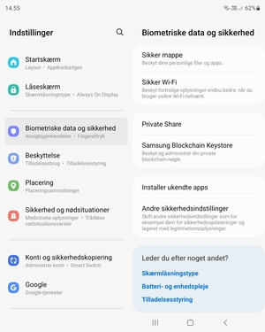 Scroll til og vælg Andre sikkerhedsindstillinger