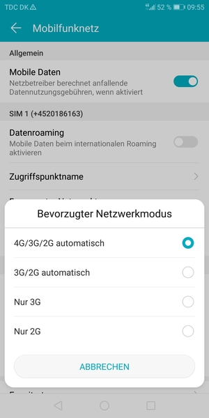 Wählen Sie die gewünschte Option