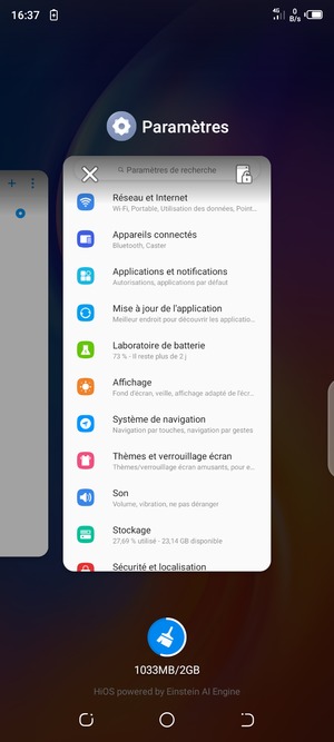 Sélectionnez l'icône Supprimer pour fermer toutes les applis en cours d'exécution