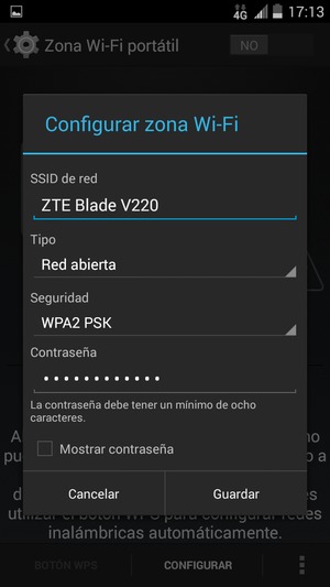 Introduzca una contraseña de al menos 8 caracteres y seleccione Guardar