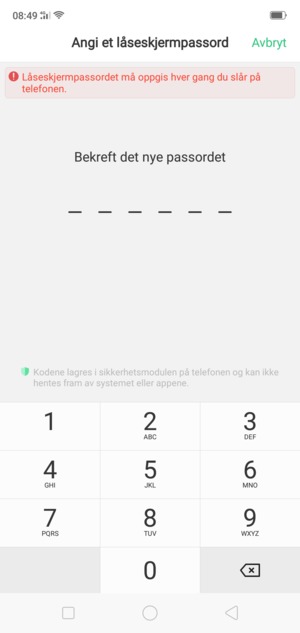 Bekreft din nye kode