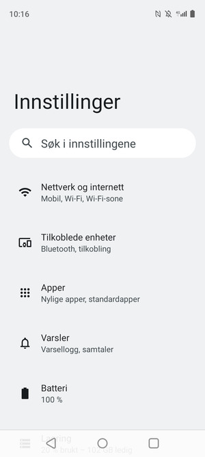 Velg Nettverk og internett