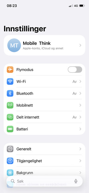 Velg Apple-konto, iCloud og annet
