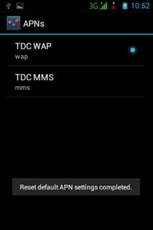Your phone will reset to default Internet and MMS settings