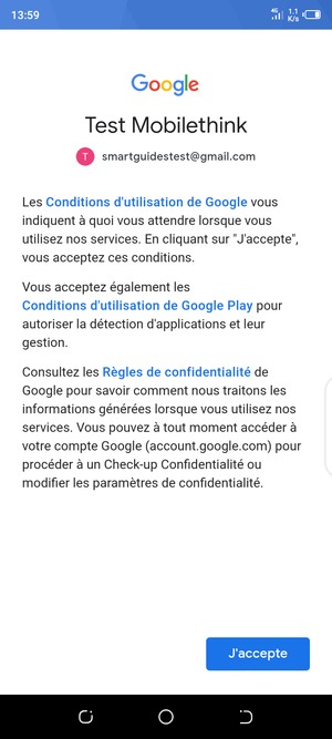 Sélectionnez J'accepte