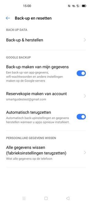 Selecteer Reservekopie maken van account