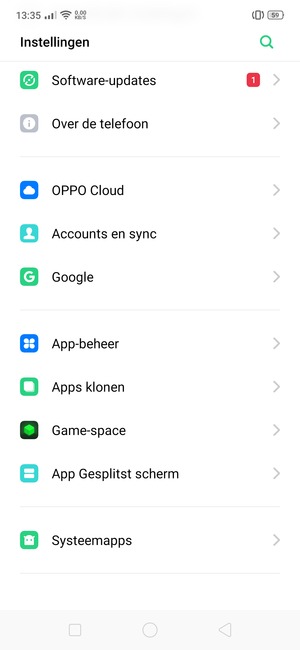 Scroll naar en selecteer Systeemapps