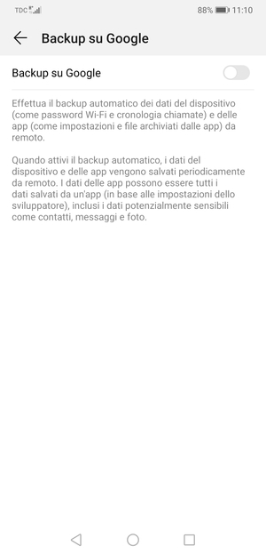 Attiva Backup su Google