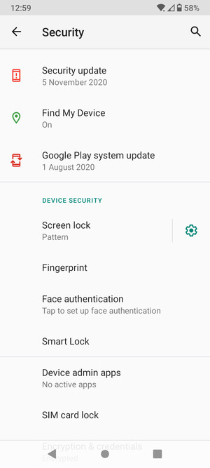 Scroll to and select SIM card lock