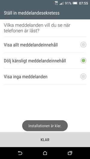 Välj KLAR