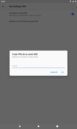 Veuillez confirmer votre nouveau code PIN de la carte SIM et sélectionner OK