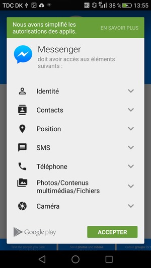 Sélectionnez ACCEPTER