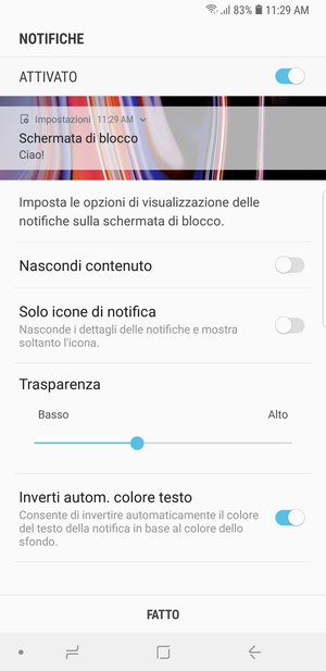 Seleziona la tua opzione preferita e poi FATTO