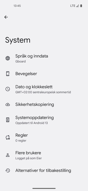 Velg Sikkerhetskopiering