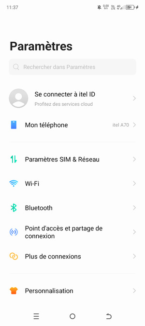 Sélectionnez Paramètres SIM & Réseau