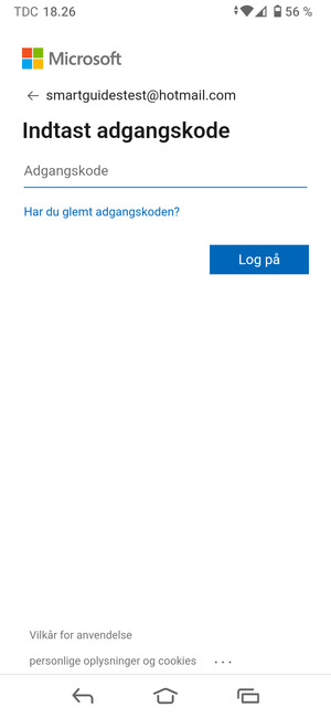 Indtast din adgangskode og vælg Log på
