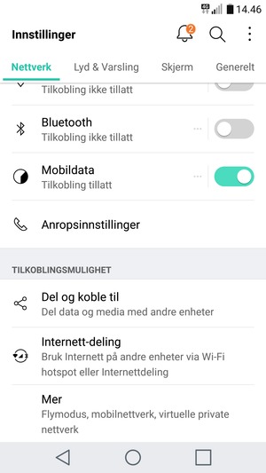Velg Nettverk og Internett-deling