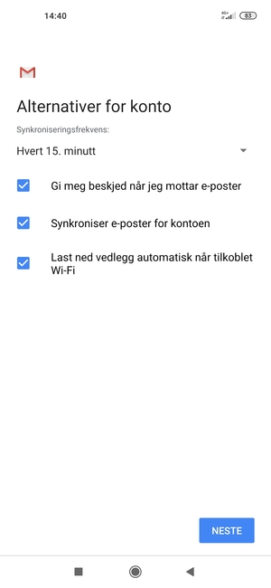 Velg NESTE