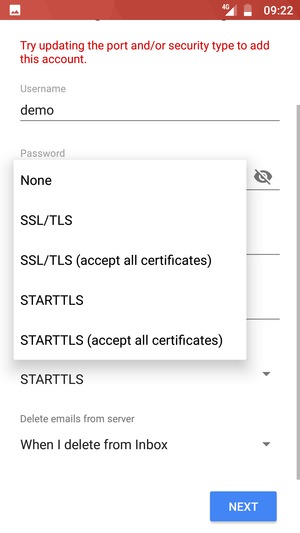 Select None and NEXT