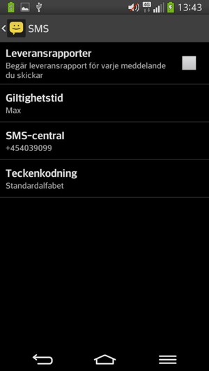 Välj SMS-central