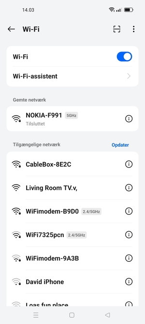 Du er nu tilsluttet Wi-Fi netværket