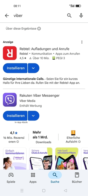 Wählen Sie die App