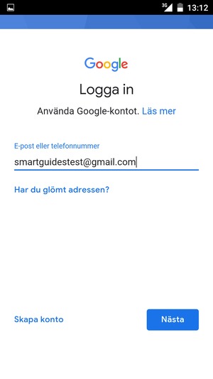 Ange din Gmail-adress och välj Nästa