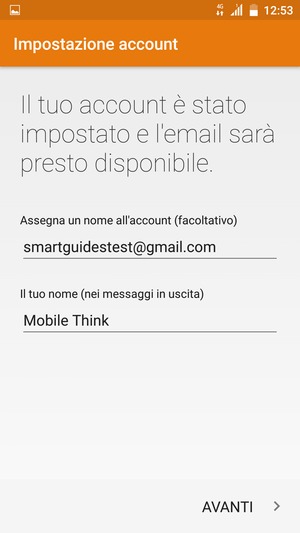 Scegli un nome per il tuo account e inserisci il tuo nome. Seleziona AVANTI