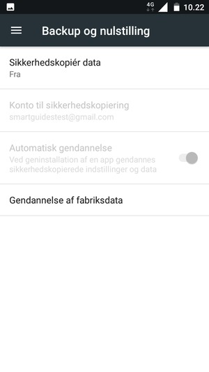 Vælg Sikkerhedskopiér data
