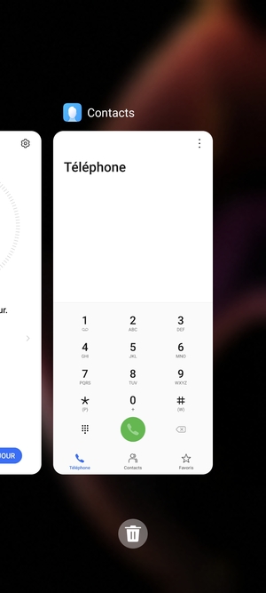 Sélectionnez l'icône Supprimer pour fermer toutes les applis en cours d'exécution