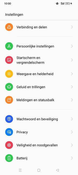 Scroll naar en selecteer Wachtwoord en beveiliging