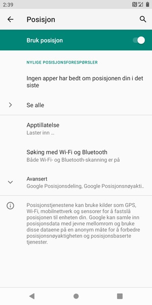 Slå av Bruk posisjon