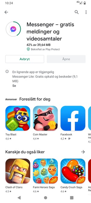 Vent til installasjonen er ferdig