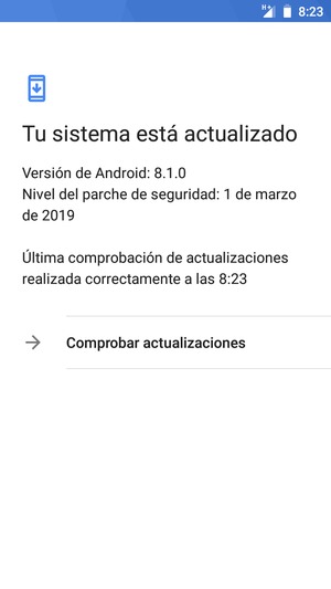 Si su teléfono está actualizado, verá la siguiente pantalla
