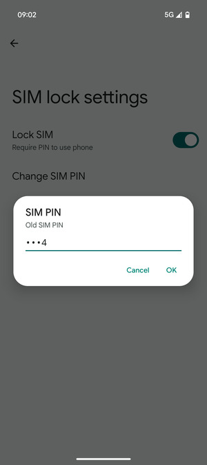 Enter your Old SIM PIN and select OK
