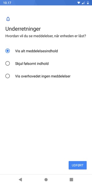 Vælg din foretrukne mulighed og vælg UDFØRT