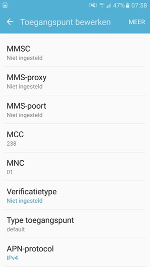 Selecteer MEER