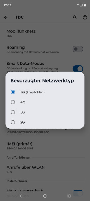 Wählen Sie die gewünschte Option