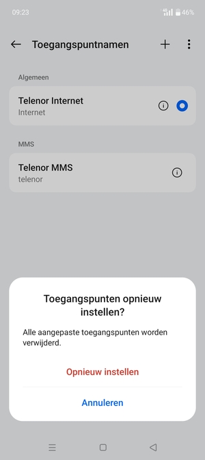 Selecteer Opnieuw instellen