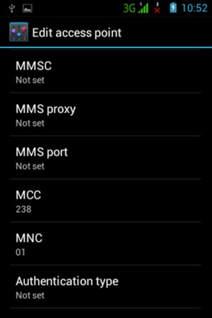 Scroll down and enter MMS information