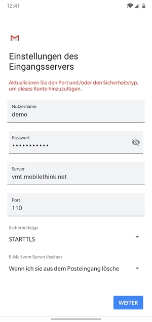 Wählen Sie Sicherheitstyp