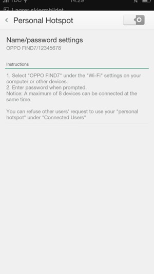 Velg Name/password settings