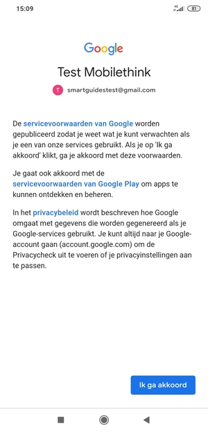 Selecteer Ik ga akkoord